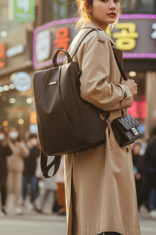 K-Style Fashion Leather Dual Strap Backpack