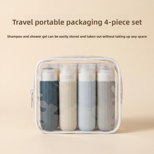 4-piece Silicone Leak Proof Travel Dispenser Bottles With Case