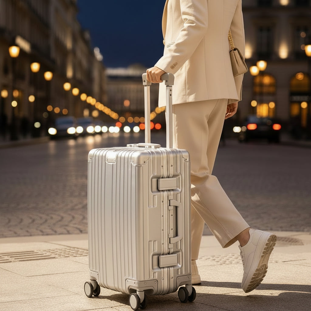 Fingerprint Locking Hard Shell Suitcase with removable charging port